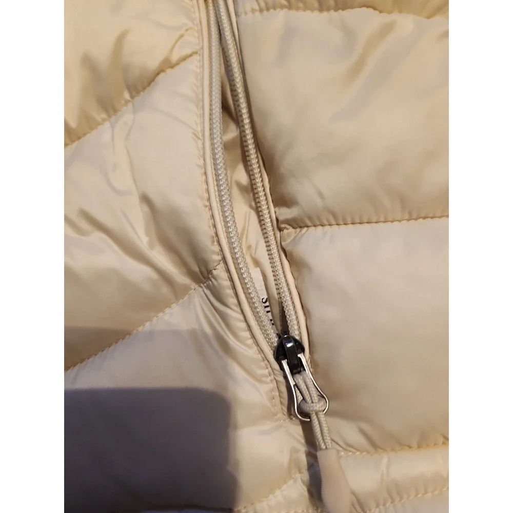 Charter Club Cream Lightweight Full Zip Puffer Vest Women's Size Large With Hood
